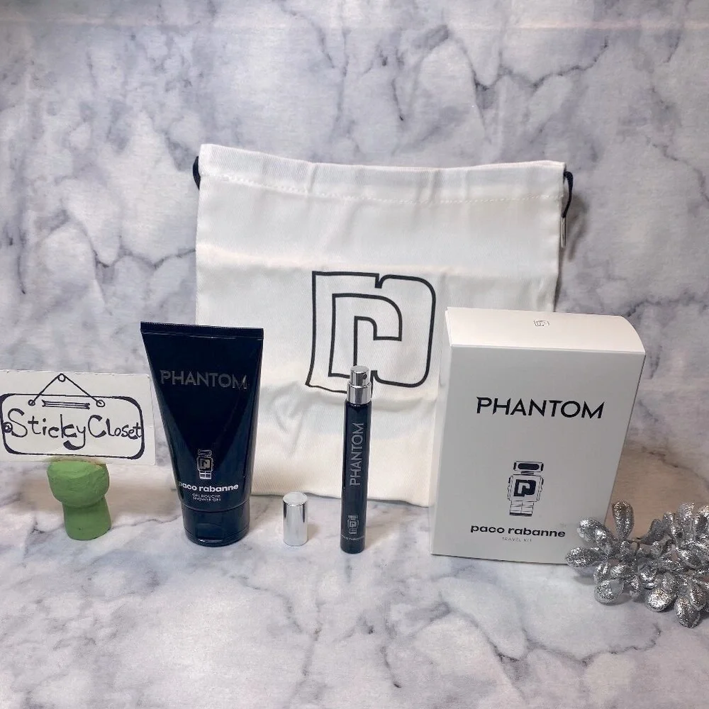 Paco Rabanne Phantom Travel Kit-Bag,Shower Gel 75ml&Spray 10ml-3pc-BOXED-NEW
